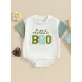 thumbnail image 2 of Argulvti Infant Baby Summer Cotton Jumpsuit, Letter Embroidery Short Sleeve Round Neck Romper, 2 of 7