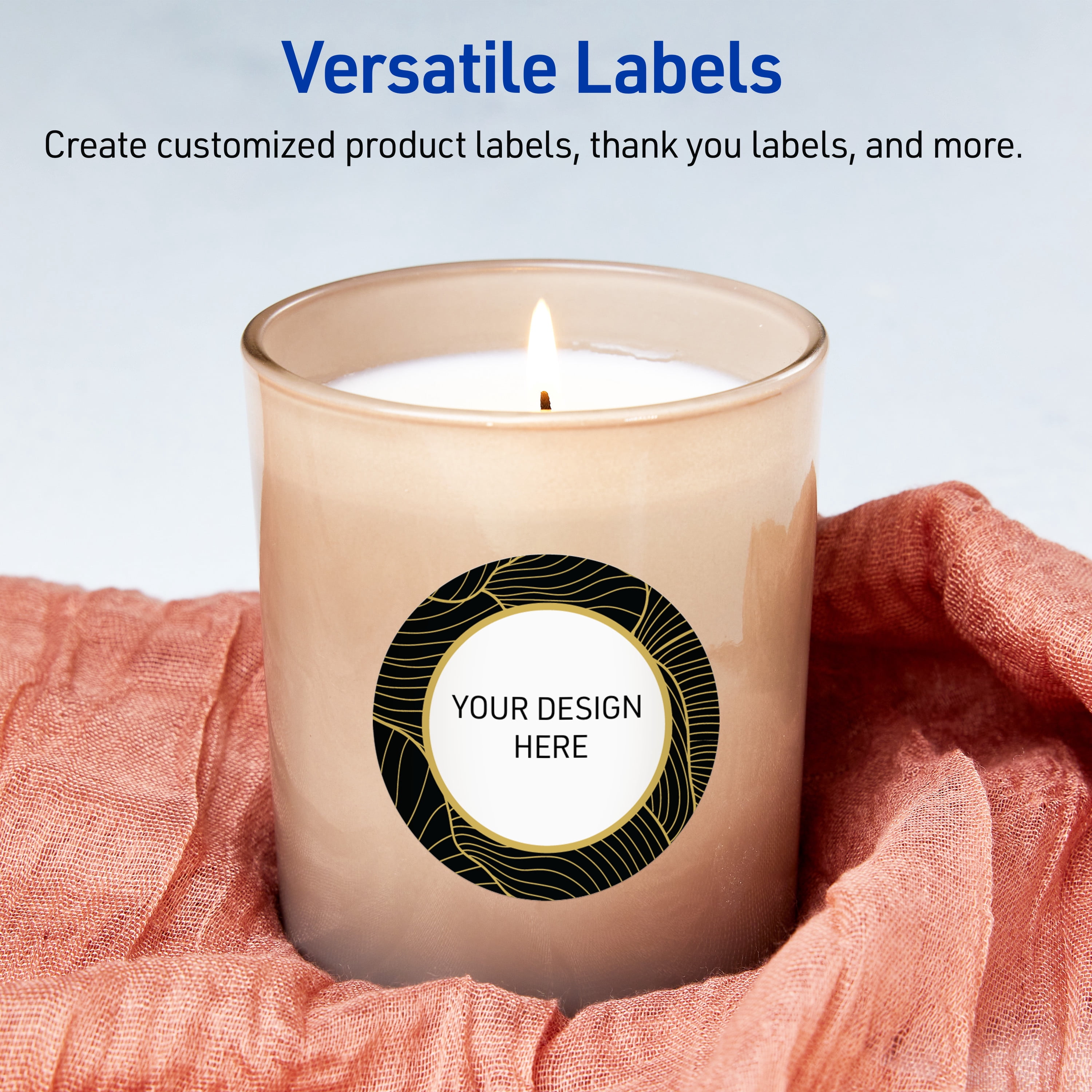 Avery Labels, 3" Diameter, Glossy White, Black Border/Gold Veins