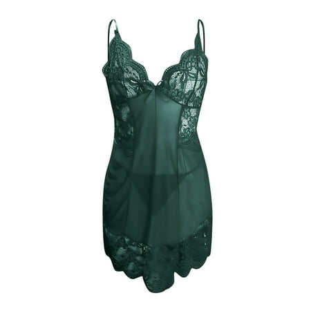 Midwennn Women Fashion Sleeveless Lingerie Dress Roleplay Lingerie Sexy Lace Lingerie Floral Mesh Underwear Sexy Lingerie Gown Sexy Pants Lingerie for Women
