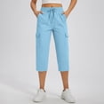 thumbnail image 5 of Cargo Capri Pants for Women Casual Summer Drawstring Elastic Waist Quick Dry Hiking Capris with Pockets, XL, 5 of 7