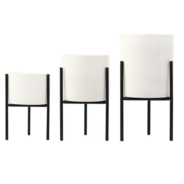 Fanvereka Iron Plant Vase Stand Planter Holder Marble Ceramic Garden