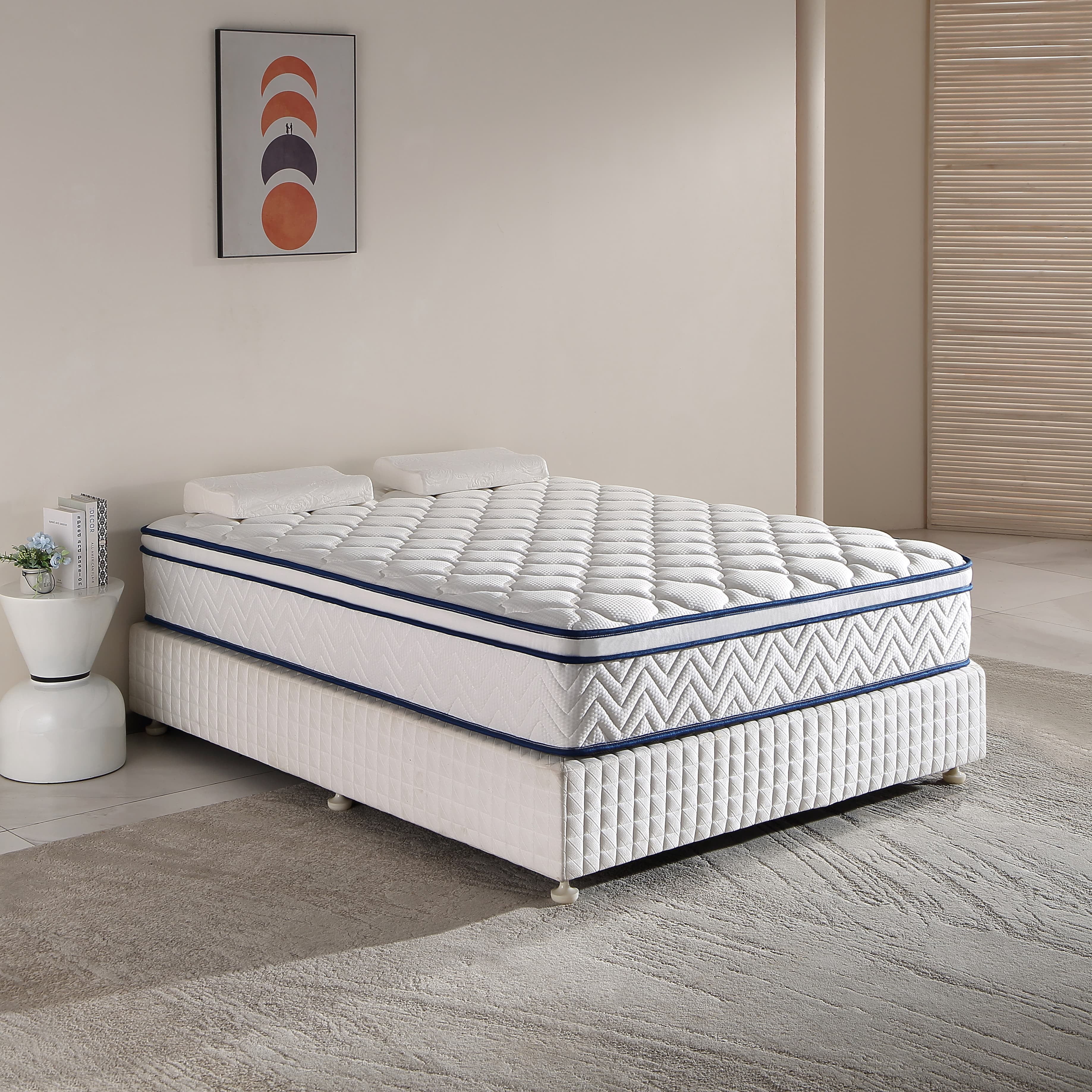 14 inch King Mattress, Memory Foam & Spring Hybrid Medium Comfort King Size in a Box,Adult