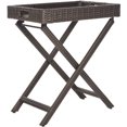 thumbnail image 3 of SAFAVIEH Bardia Outdoor Patio Wicker Folding Tray Table, Brown, 3 of 7