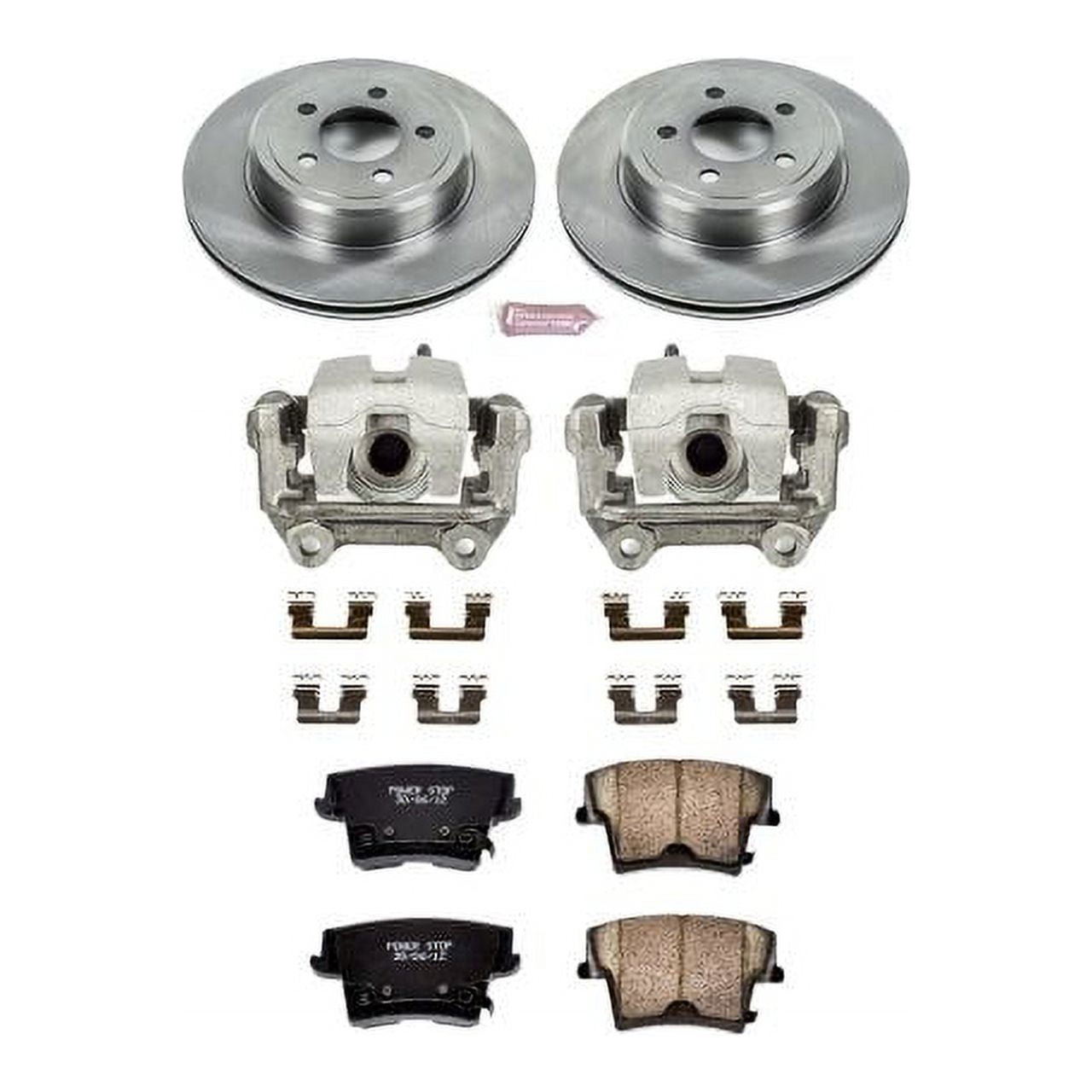 PowerStop Rear Stock Replacement Brake Pad and Rotor Kit with Calipers Fits: CHRYSLER DODGE Select Models KCOE1720