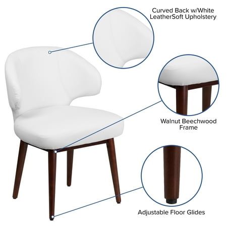 Flash Furniture - Comfort Back Series  Contemporary Leather/Faux Leather Side Chair - Upholstered - White LeatherSoft