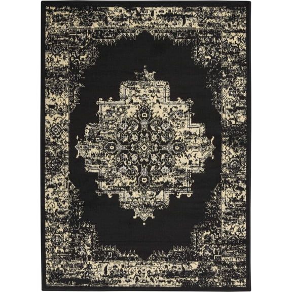 HomeRoots 522252 5 x 7 ft. Cream Damask Power Loom Rectangle Area Rug