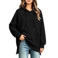 thumbnail image 2 of Paiwinds Women's Oversized Sweatshirts Cozy Hooded Long Sleeve Pullover with Drawstring and Front Pocket Casual Relaxed Fit Side Vent Tunic Tops, 2 of 6