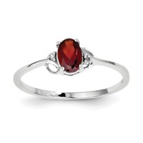 Primal Silver Sterling Silver Rhodium-plated Diamond and Garnet Oval Ring