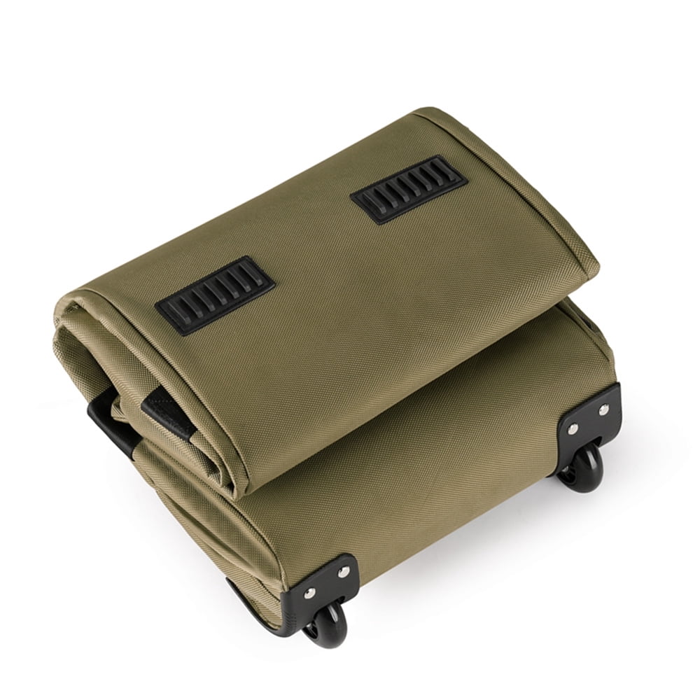 Nieyigj Large Foldable Travel Duffle Bag with Wheels, Water-Resistant Convertible Carry On Trolley Backpack (14.1 inches / 36 cm) - Army Green