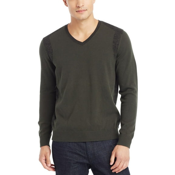 Kenneth Cole Reaction Mens V Neck Sweater Medium Forest Green
