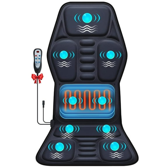 Daretodo Back Massager with Heat and Vibration, 9 Mode 9 Intensity Full Body Electric Back Neck Lumbar Vibration Massage for Car/Home Massage Mat Pad Seat Cushion for Chair PU Leather