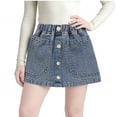 thumbnail image 2 of CPNG Girl's Denim Skirts Mini Flared Ruffled Edge Skirt Cake Skirt Toddler Jean Skirts Summer Vintage Thin Denim Skirt(Blue,4-5 Years), 2 of 7