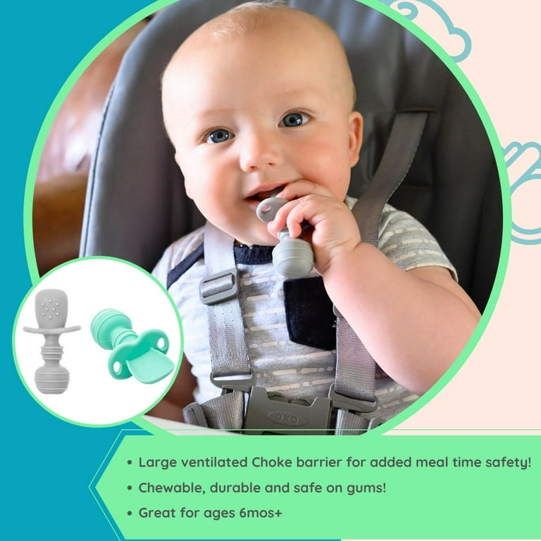 UpwardBaby Baby First Stage Spoon Set  3 Piece BPA Free Silicone Dipping  Chewable Self Feeding