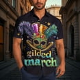 thumbnail image 2 of UVEASISHA Mens Mardi Gras Button Down Shirts Big and Tall Fashion New Orleans Party Shirt Short Sleeve Regular Fit Carnival Themed Parade Blouse Tees Multicolor#2 XL, 2 of 7