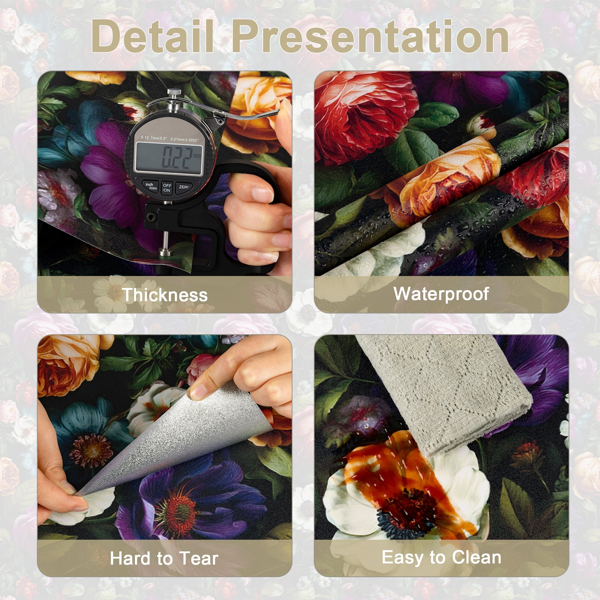 (3 pack) Abyssaly Floral Wallpaper Peel and Stick 17.3"×118.1" Floral Wallpaper Vintage Plant Watercolor Self Adhesive Textured Wall Paper Contact Paper Home Decor Wall Covering Old Furniture Renovation