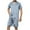 Mens Pajamas Light Blue, variant on Mens Satin Pajama Sets with Pockets Lightweight 2 Piece Loungewear Outfits Stripe Printed Short Sleeve Shirts and Shorts Sleepwear Set