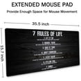 thumbnail image 2 of 7 Rules of Life Motivational Quotes Mouse Pad 35.4 x 15.7 Inch XXL Full Desk Mousepad Extended Large Non-Slip Rubber Base Waterproof Big Keyboard Mat with Stitched Edges for Gaming and Office, 2 of 6