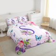 thumbnail image 3 of Homewish Purple Initial S Letter Bedding Comforter Set, Watercolor Rose Floral Twin Comforter Sets, Kawaii Dreamy Butterfly Reversible Bedding Set, Luxury Bedroom Decor, 2pcs, 3 of 8