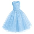 thumbnail image 2 of IBTOM CASTLE Flowers Girls Tulle Lace Dress for Kids Wedding Bridesmaid Pageant Birthday Party Communion Formal Princess Prom Maxi Gown 9-10 Years Light Blue, 2 of 8