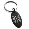 thumbnail image 1 of Stainless Steel Love Arrow Compass Engraved Small Oval Charm Keychain Keyring, 1 of 1