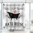 thumbnail image 2 of White Funny Farmhouse Bathroom Rules Shower Curtain Black Bathtub Pink Flower Pattern Inspirational Quote Waterproof Bath Curtain Sets for Bathroom Decor,12 Hook 72X72 Inch, 2 of 5