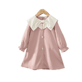 thumbnail image 2 of LYMAYTER Toddler Baby Girls Long Sleeve Dress Bow Collar Elegant Sweet Princess Daily Party Casual Outfit, 2 of 7