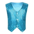 thumbnail image 2 of iiniim Girls Sparkle Sequins Jazz Hip Hop Dance Vest Top Stage Performance Party Waistcoat Size 7-15 Light Blue 13-14, 2 of 7