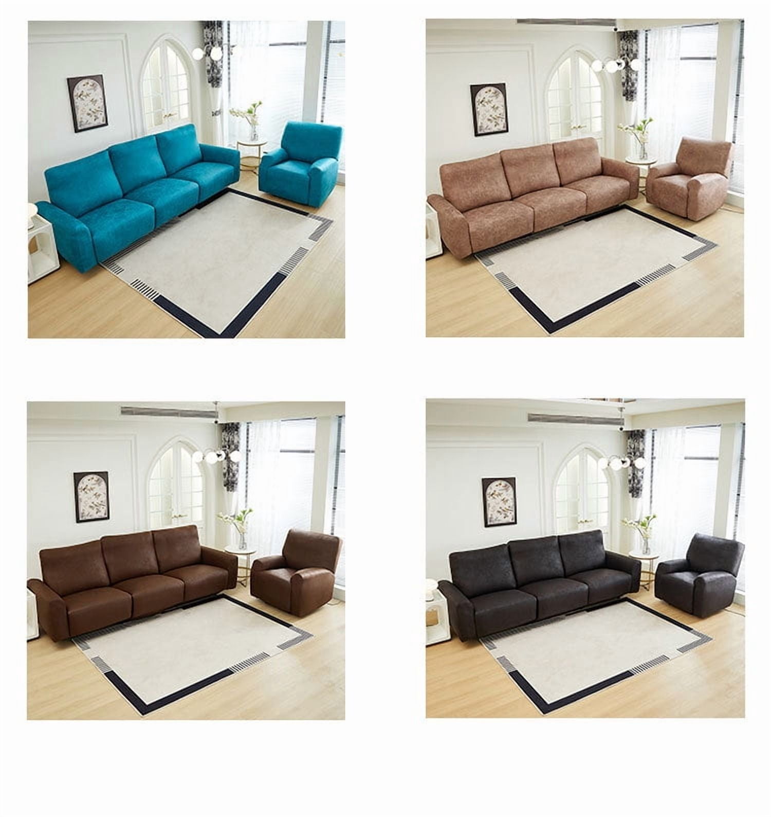 XmhyTop-A Brown Non-Slip Sofa Cover, Leather-Like Chair Cover, Pet Proof Recliner Slipcover, Non-Pilling & Washable, 1 Piece，1-Seater