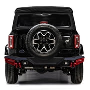 Vijay Compatible with 2021-2022-2023-2024-2025 Bronco Front and Rear Bumper Textured Black Steel with Lights and D-rings