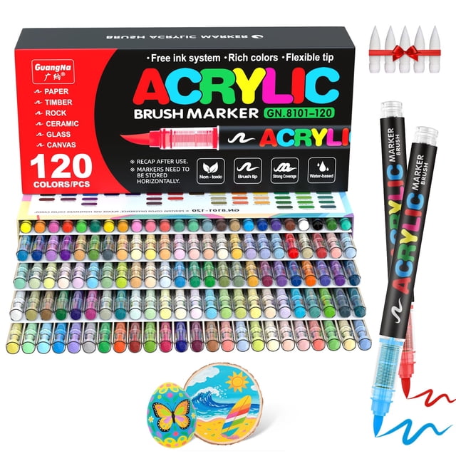 Marcadores de pintura acrílica Guangna 120 colores con punta de pincel