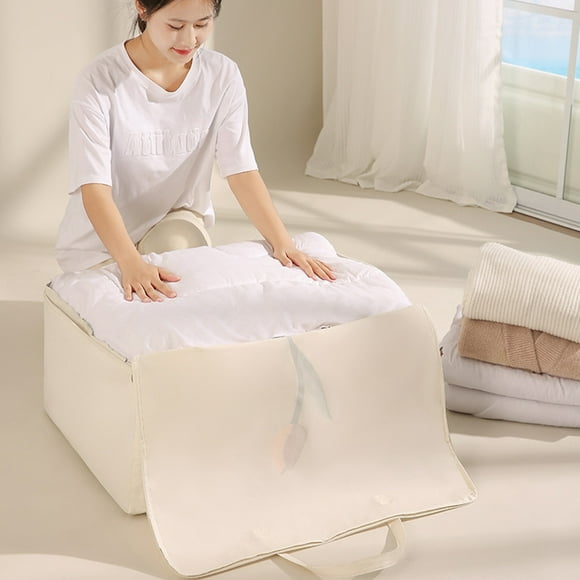 COFEST Sac de Rangement Multifonctionnel pour Bagages, Valises, Vêtements, Couettes, Couvertures, Lavable Beige
