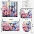 thumbnail image 2 of Juego de 4 cortinas de ducha con diseño de colibrí, flores y acuarela, con tapa de inodoro y alfombrilla de baño, cortina de ducha impermeable con 12 ganchos, 72 x 72 pulgadas, 2 of 4