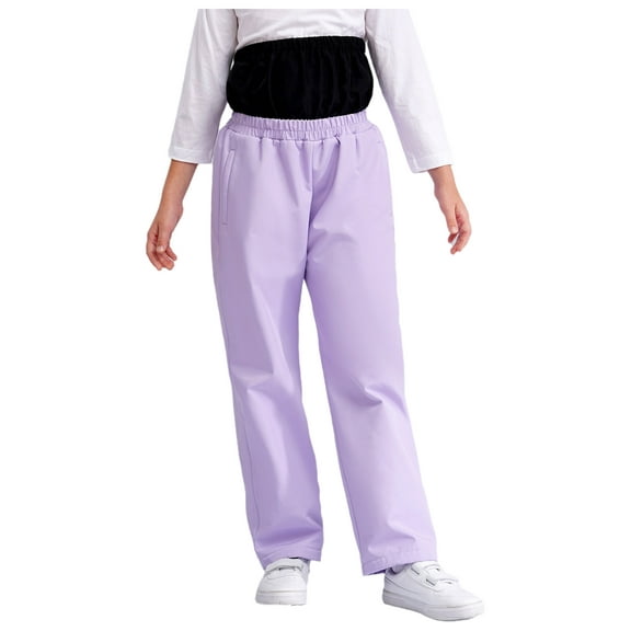 Haitryli Girls Waterproof Windproof Snow Pants Winter Snowboarding Pants Elastic Waist Hiking Trousers Light Purple 12