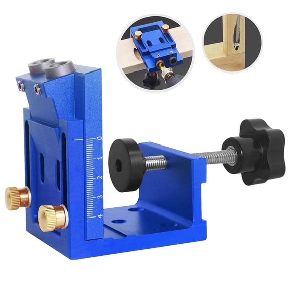 Pocket Hole Jig Kit, Adjustable 15° Aluminum Alloy Woodworking Drill Guide with 2 Bits, Portable Pocket Screw Jig for Carpentry & Furniture Joinery