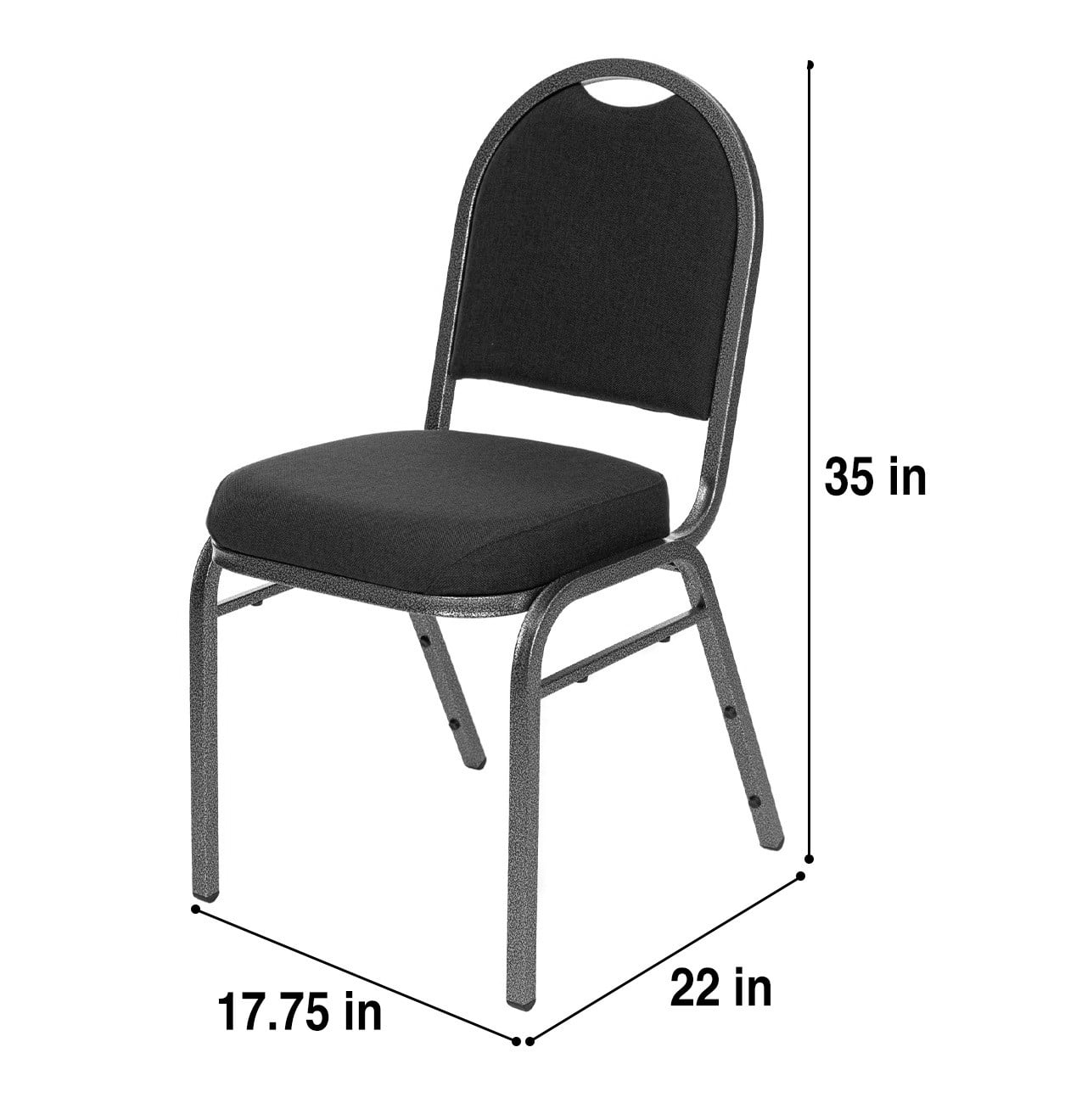 Hampden Furnishings Celia Collection Fabric Banquet Chair, Black, Pack of 2