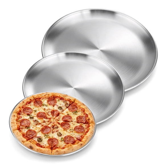 Pizza Pan Set of 3, Stainless Steel Pizza Tray, 8/10.2/11.8 inch Nonstick Pizza Tray Platter, Round Plate for Oven Baking Serving, Dishwasher Safe