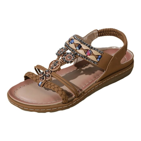 

Jungdeepe 2024 Bohemian Flower Rhinestone Women s Sandals Round Toe Casual Plus Size Women s Shoes Travel Beach Sandals Thigh High Sandals for Women Heels Cute Sandal Wedges for Women Rhinestone Slide