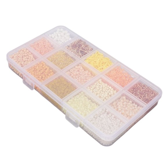 Perles de Rocaille Artisanales, Perles de Rocaille en Verre Emballage en Boîte en Plastique pour Couvre-Chef Vert Clair, Bleu, Jaune, Violet Clair