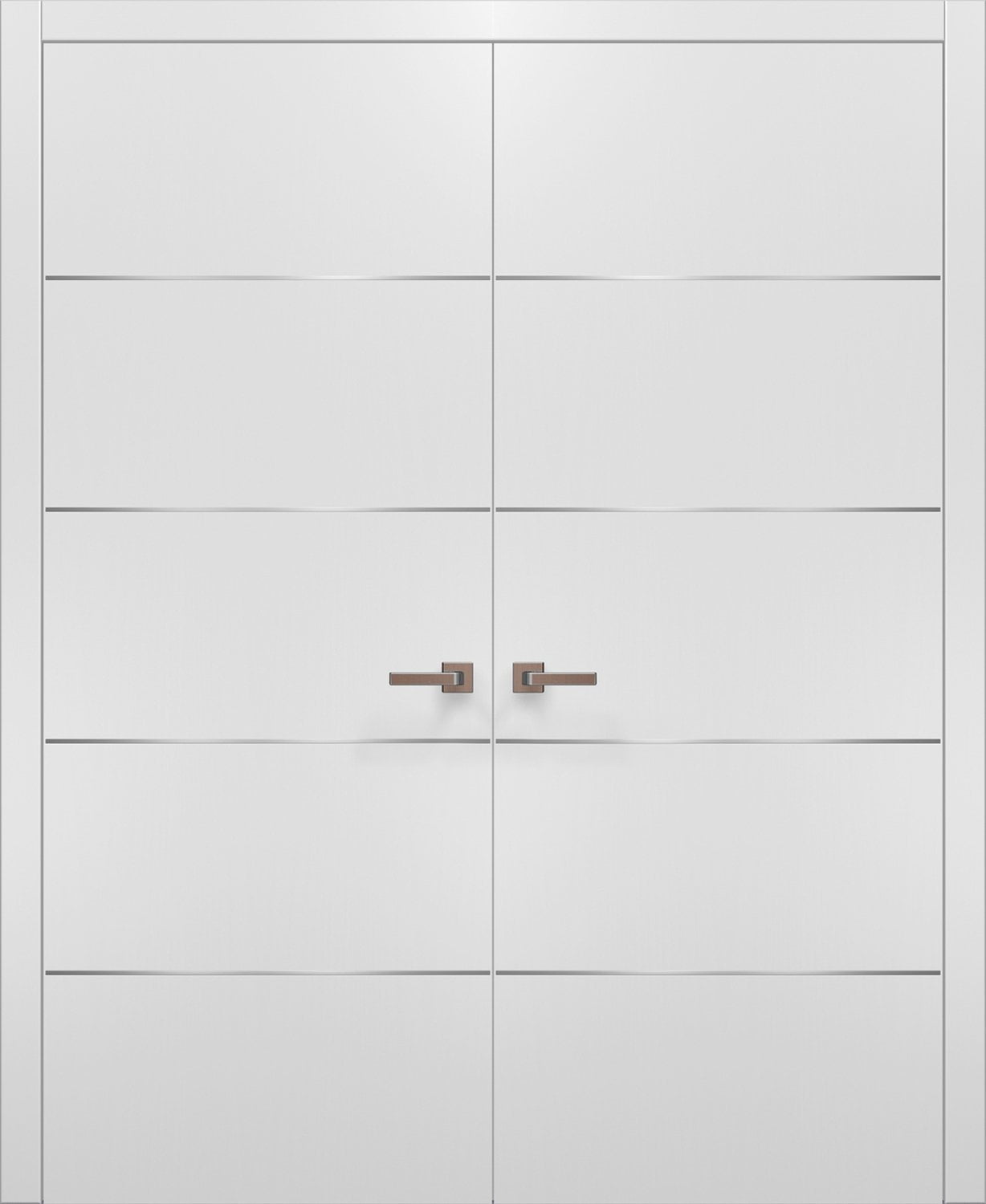 White Modern French Doors 60x80 with Strips Planum 0020 Matte White