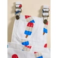 thumbnail image 5 of Musuos 4th of July Kids Girls Short Overalls 6 12 18 24M 3 4 5 6Y Ice Cream Print Sleeveless Straps Buttons Pockets Summer Denim Jumpsuit, 5 of 8