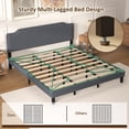 thumbnail image 4 of Pingliang Home King Size Bed Frame with Adjustable Headboard, Rivet Decoration Upholstered Headboard, Easy to Assemble, Noise Free,Dark Gray, 4 of 9
