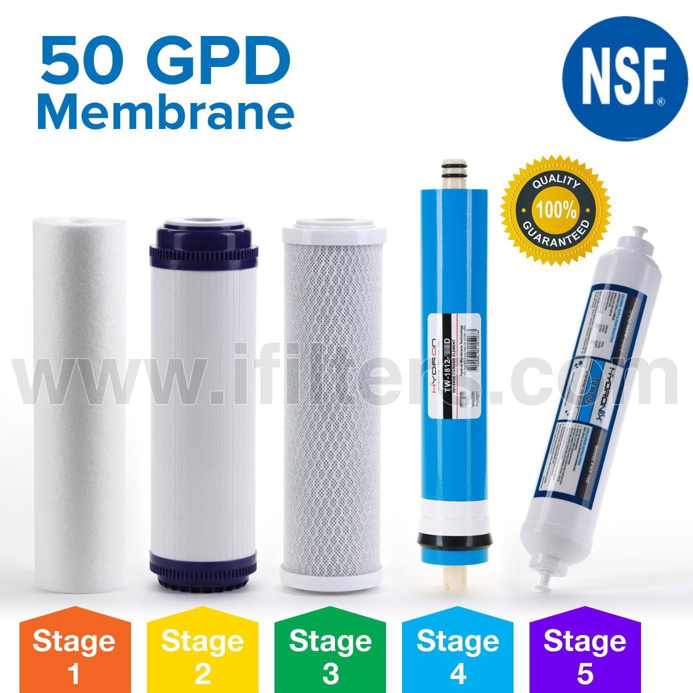 5pcs Set Water Filter Cartridge Replacement Reverse Osmosis For 5 Stage System