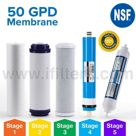 Reverse Osmosis Replacement Filter Set RO Cartridges 5 pcs w/ 50 GPD Membrane