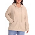 thumbnail image 3 of Cueply Plus Size Zip Up Hoodie for Women Lightweight Ribbed Knit Jacket Long Sleeve Sweatshirt with Pockets Casual Fall Winter Outerwear, 3 of 8