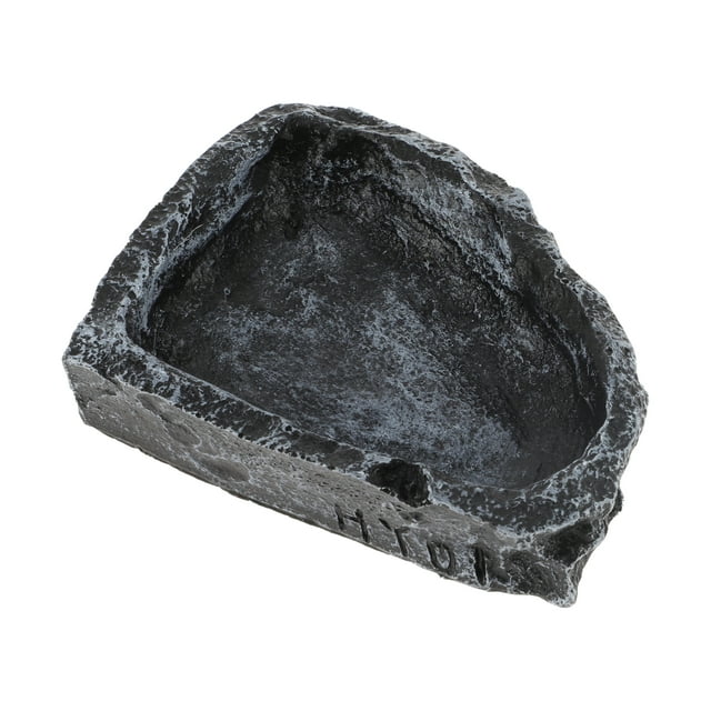 Plato de comida para reptiles Unique Bargains de resina, plato de comida para lagartos, tazón de agua para tortugas 4.72"x3.74"x0.98" Negro