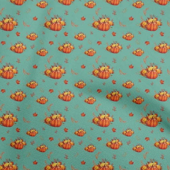 oneOone Cotton Poplin Teal Green Fabric Harvest Sewing Fabric By The Yard Printed Diy Clothing Sewing Supplies 56 Inch Wide