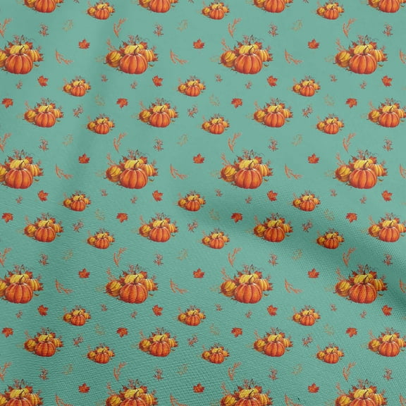 oneOone Polyester Spandex Teal Green Fabric Harvest Fabric For Sewing Printed Craft Fabric By The Yard 56 Inch Wide