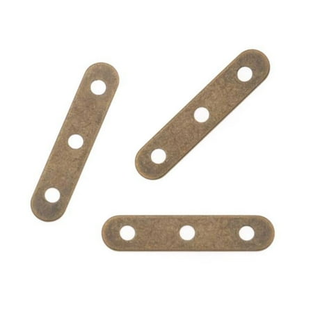 Spacer Bars Cast - Antiqued Brass 3mm Bead Triple Strand Spacer Bar 11.5mm Long (20)