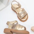 thumbnail image 6 of FINALGANG Little Girls Adjustable Ankle Strap Floral Applique Closed Toe Sandals Shiny Upper Flat Sole Summer Party Kids Princess Sandals Leisure Shoes 12-18 Months, 6 of 6