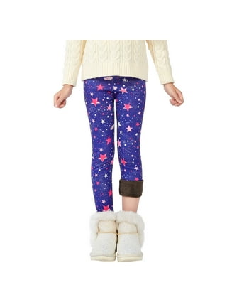 Esho 2-13Y Girls Winter Warm Thicken Fleece Leggings Kids Solid
